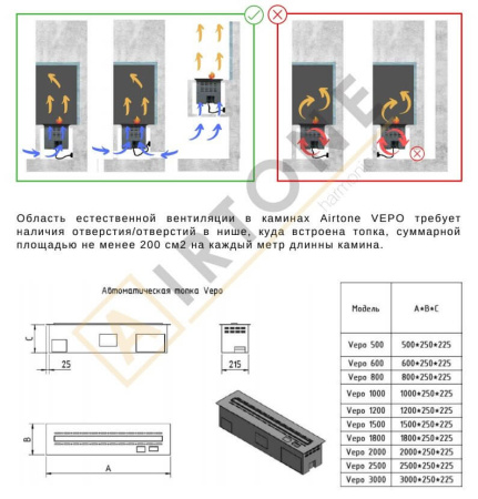 Паровой электрокамин Airtone VEPO 800